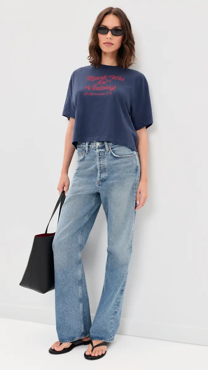 Madewell The Boxy Crop Tee in Vintage Jersey Thank You For Visiting Graphic | Thumbnail 5