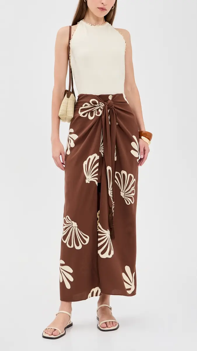 Dress To Brown Maritime Front Knot Maxi Skirt | Thumbnail 5