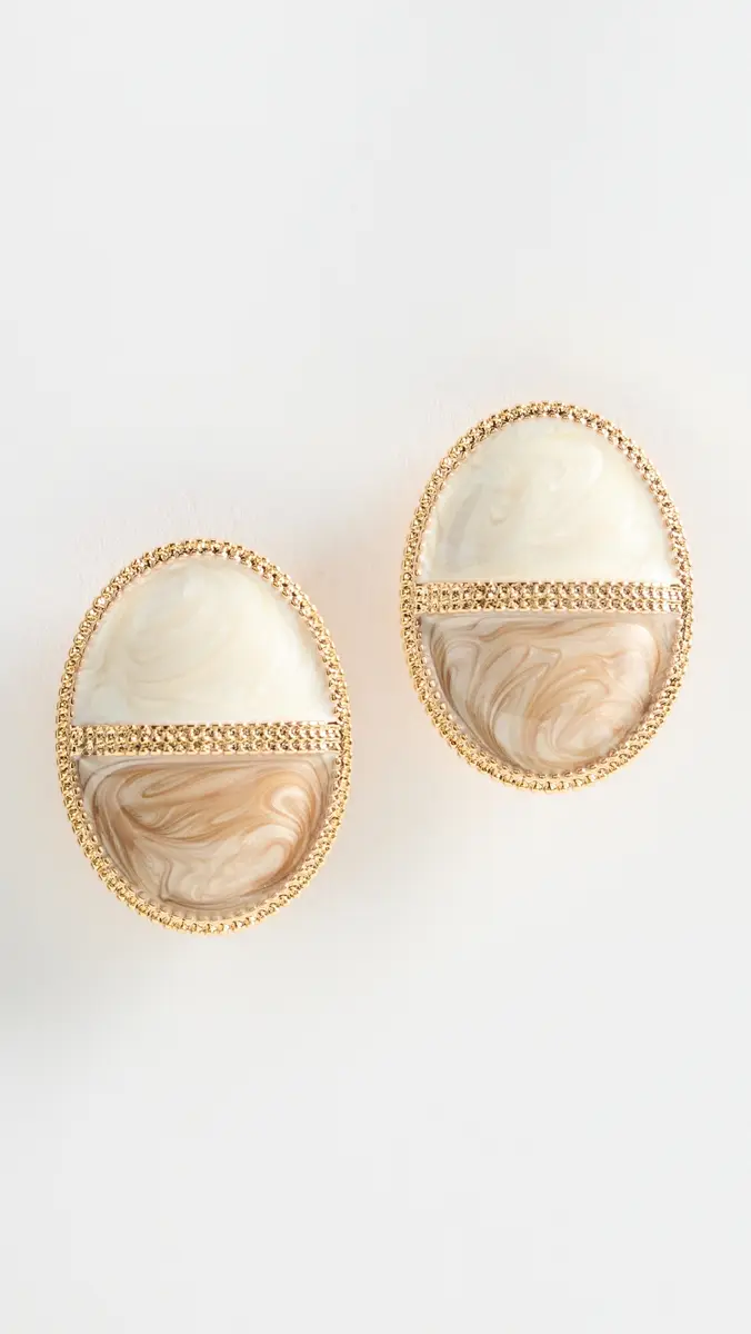 By Adina Eden Colored Two-Tone Stone Oval Stud Earrings | Thumbnail 2 By Adina Eden Colored Two-Tone Stone Oval Stud Earrings | Thumbnail 2