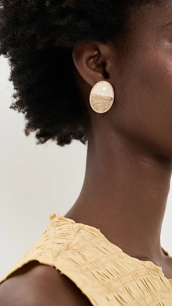 By Adina Eden Colored Two-Tone Stone Oval Stud Earrings | Thumbnail 3 By Adina Eden Colored Two-Tone Stone Oval Stud Earrings | Thumbnail 3