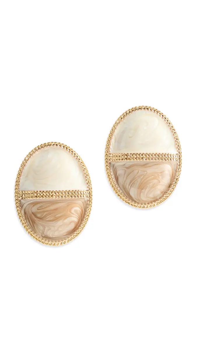 By Adina Eden Colored Two-Tone Stone Oval Stud Earrings | Thumbnail 5 By Adina Eden Colored Two-Tone Stone Oval Stud Earrings | Thumbnail 5