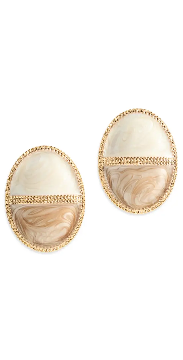 By Adina Eden Colored Two-Tone Stone Oval Stud Earrings