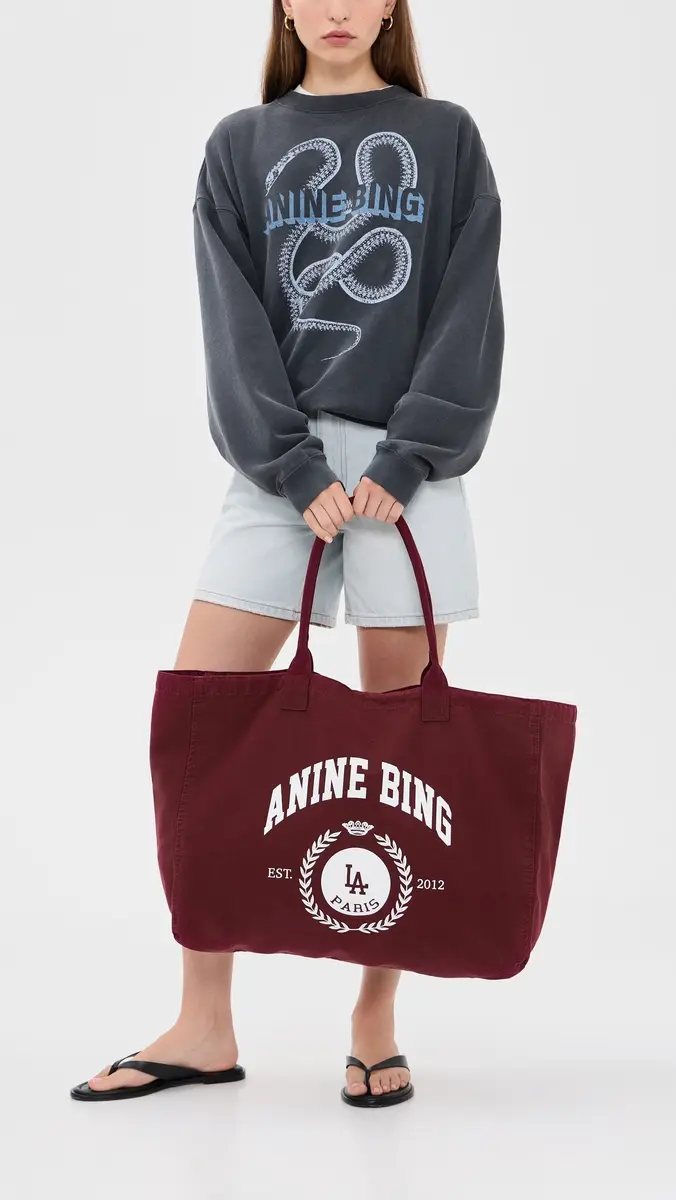 Anine Bing Leo Canvas Collegiate Tote Bag | Thumbnail 3 Anine Bing Leo Canvas Collegiate Tote Bag | Thumbnail 3