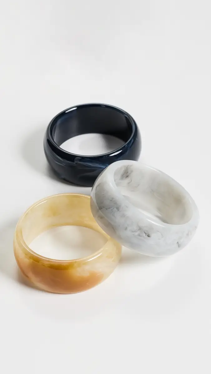 By Adina Eden Neutral Marble Resin Bangle Trio Set | Thumbnail 2