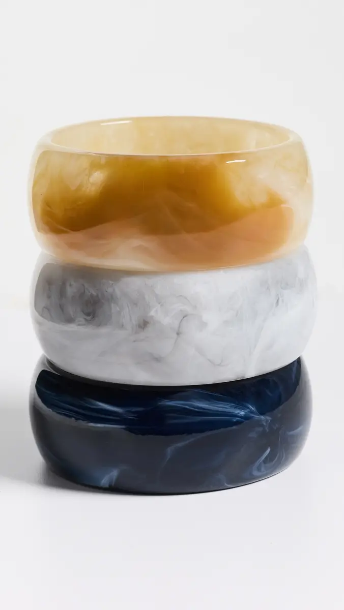 By Adina Eden Neutral Marble Resin Bangle Trio Set | Thumbnail 4