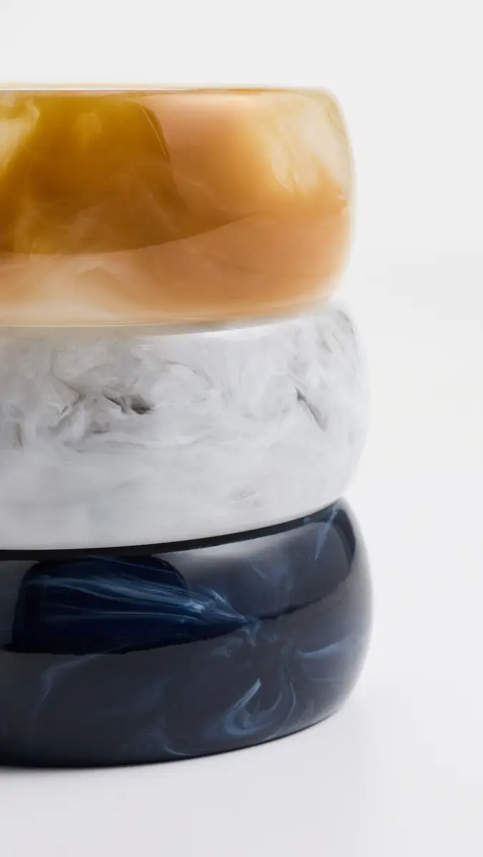 By Adina Eden Neutral Marble Resin Bangle Trio Set | Thumbnail 5