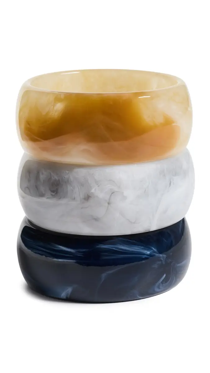By Adina Eden Neutral Marble Resin Bangle Trio Set | Thumbnail 6