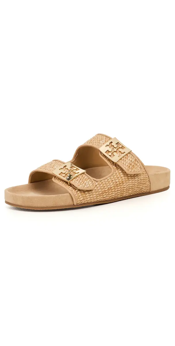 Tory Burch Mellow Raffia Slides Havana Sand/Light Teak 8 | Image 1 Tory Burch Mellow Raffia Slides Havana Sand/Light Teak 8 | Image 1