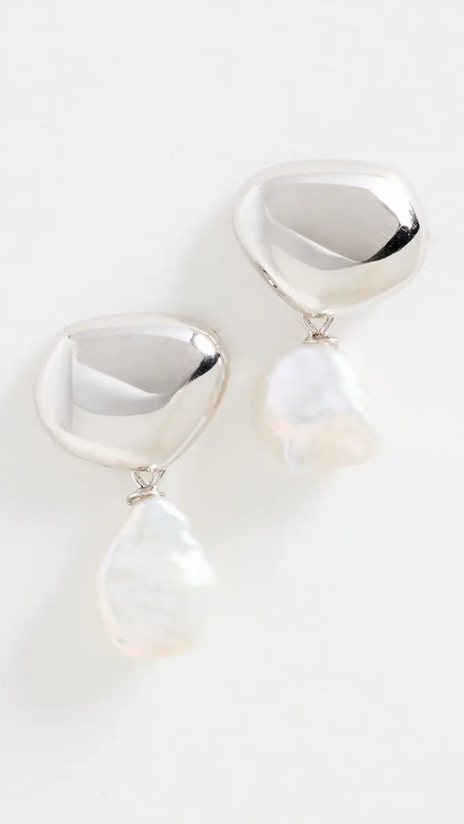 Shashi Silver Pearl Drop Earrings | Thumbnail 2