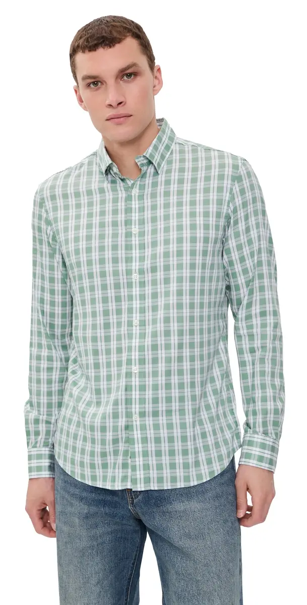 Faherty Movement Monterey Button Down Shirt Sage Isle Check S | Image 1 Faherty Movement Monterey Button Down Shirt Sage Isle Check S | Image 1