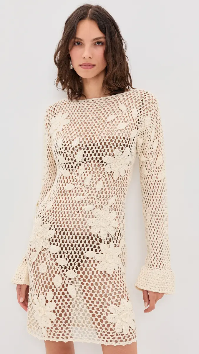 Agua Bendita Rosetta Handmade Crochet Mini Coverup Dress | Thumbnail 2