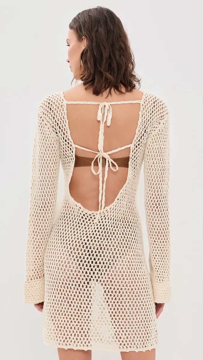 Agua Bendita Rosetta Handmade Crochet Mini Coverup Dress | Thumbnail 3
