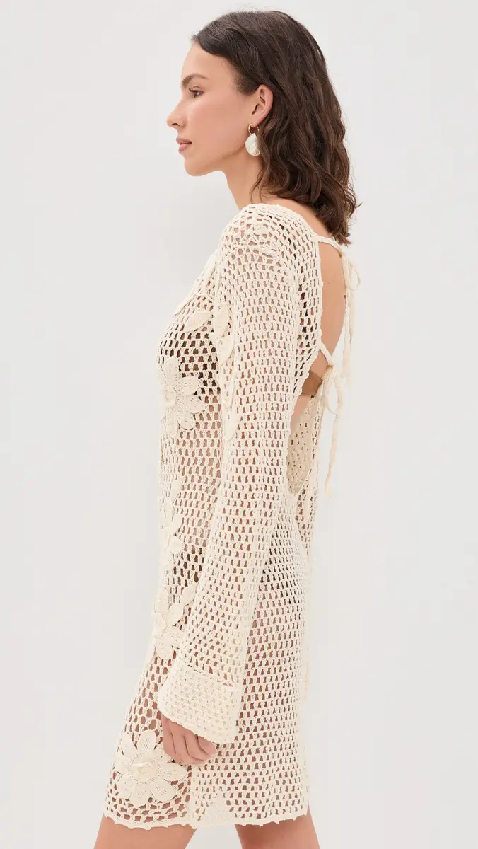 Agua Bendita Rosetta Handmade Crochet Mini Coverup Dress | Thumbnail 4