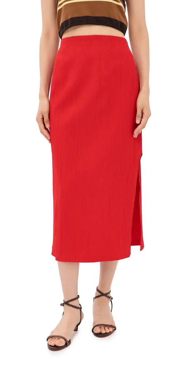 Tibi Creased Stretch Crepe Skirt Red | Image 1 Tibi Creased Stretch Crepe Skirt Red | Image 1