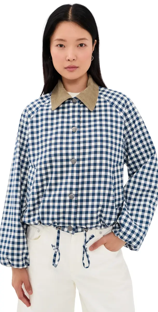 Barbour Ovingham Casual Jacket Gingham Navy/Neutral 4 | Image 1 Barbour Ovingham Casual Jacket Gingham Navy/Neutral 4 | Image 1