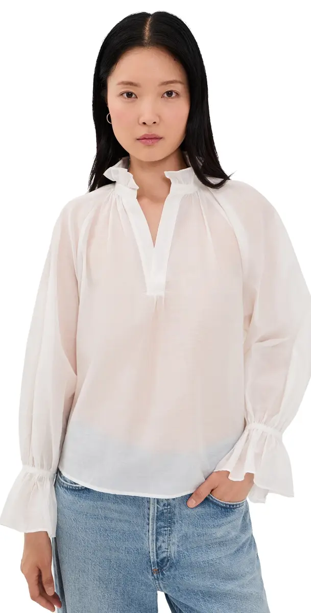 Polo Ralph Lauren Cotton-Silk Organdy Blouse White S | Image 1 Polo Ralph Lauren Cotton-Silk Organdy Blouse White S | Image 1