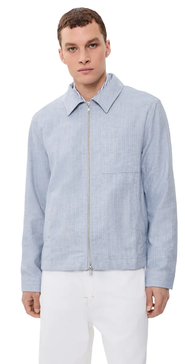 Wax London Eldon Cotton inen Herringbone Jacket ight Blue | Image 1 Wax London Eldon Cotton inen Herringbone Jacket ight Blue | Image 1