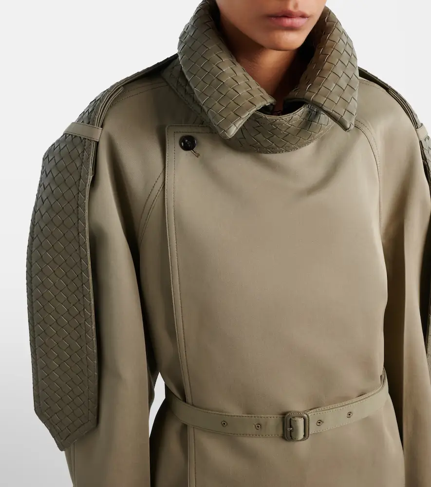 Bottega Veneta Intrecciato leather-trimmed trench coat | Thumbnail 2 Bottega Veneta Intrecciato leather-trimmed trench coat | Thumbnail 2