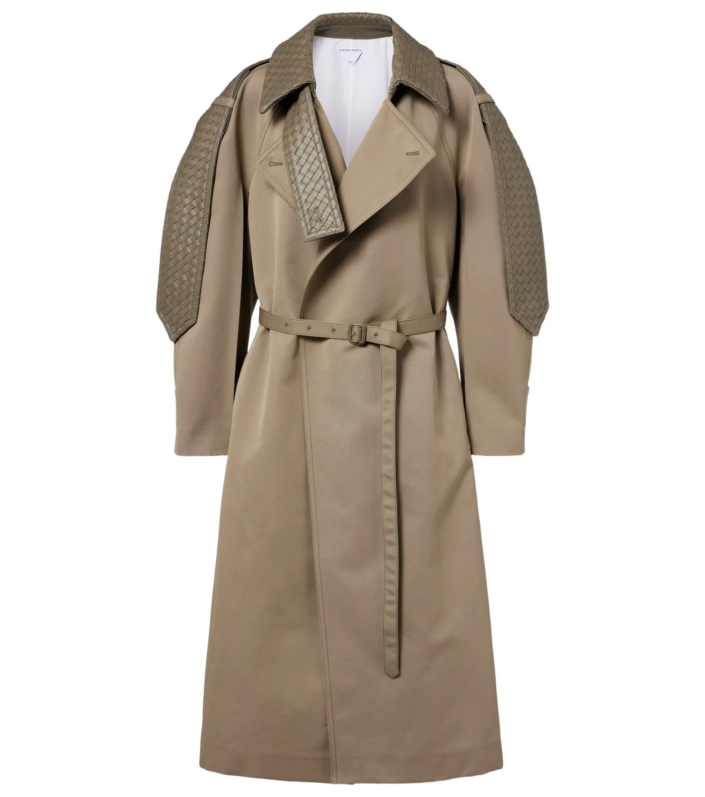 Intrecciato leather-trimmed trench coat Intrecciato leather-trimmed trench coat
