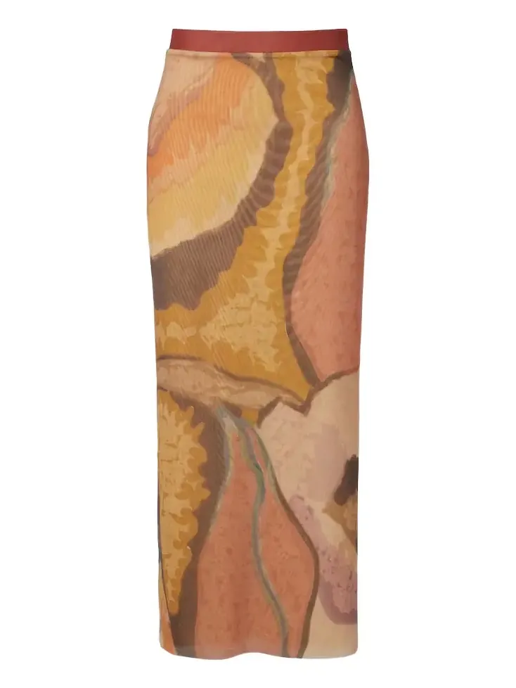 SIR. Printed mesh maxi skirt