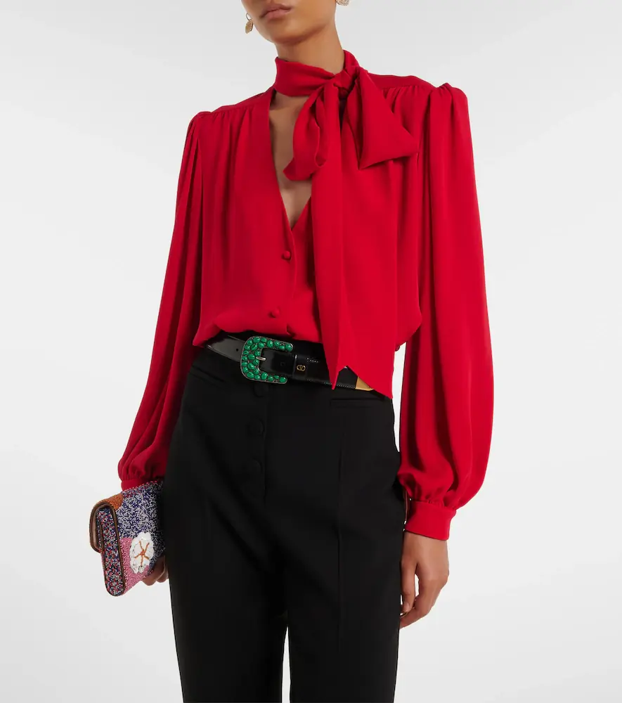 Valentino Garavani Tie-neck silk georgette blouse | Thumbnail 2