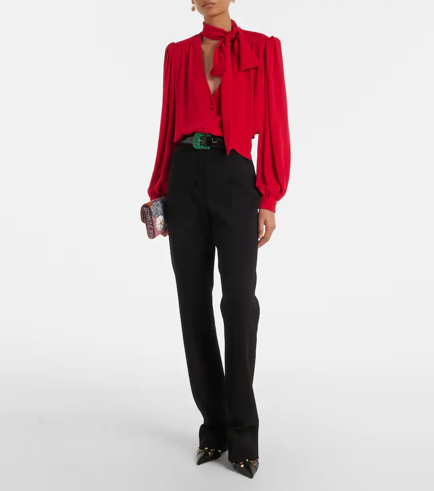 Valentino Garavani Tie-neck silk georgette blouse | Thumbnail 3