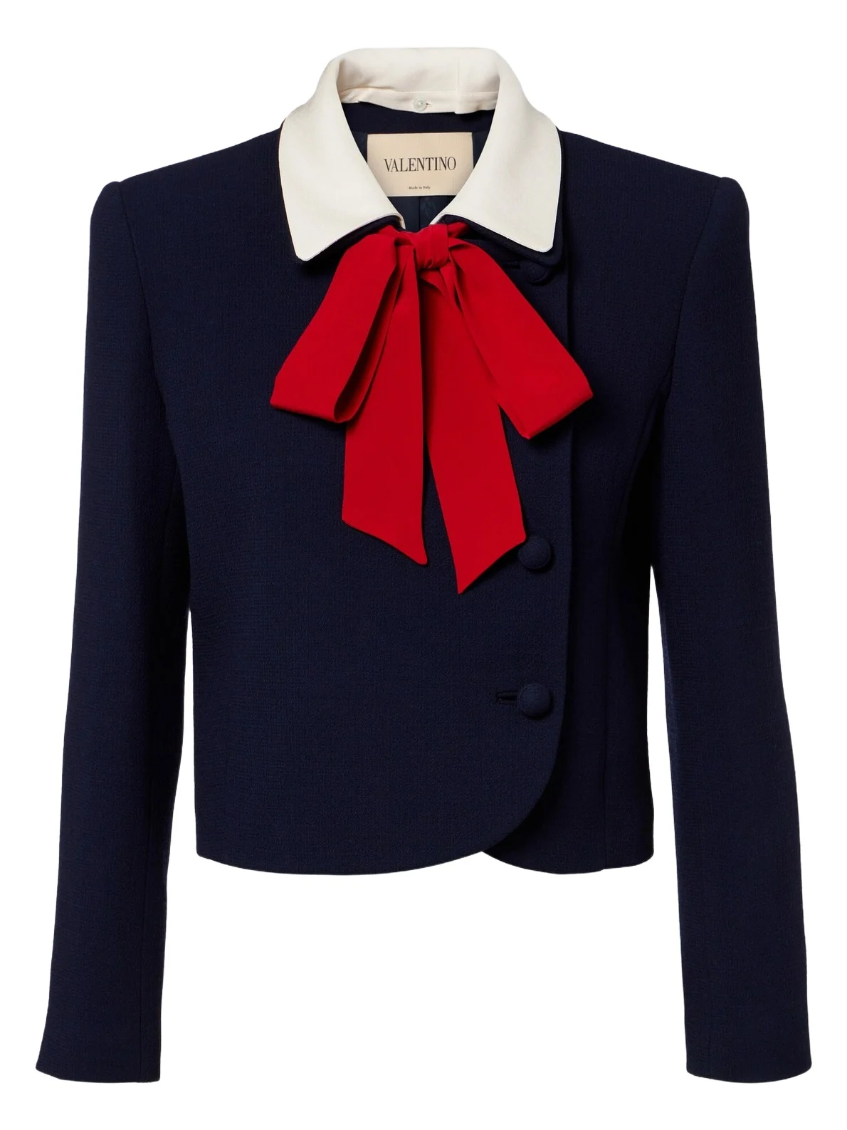 Tie-neck virgin wool jacket Tie-neck virgin wool jacket