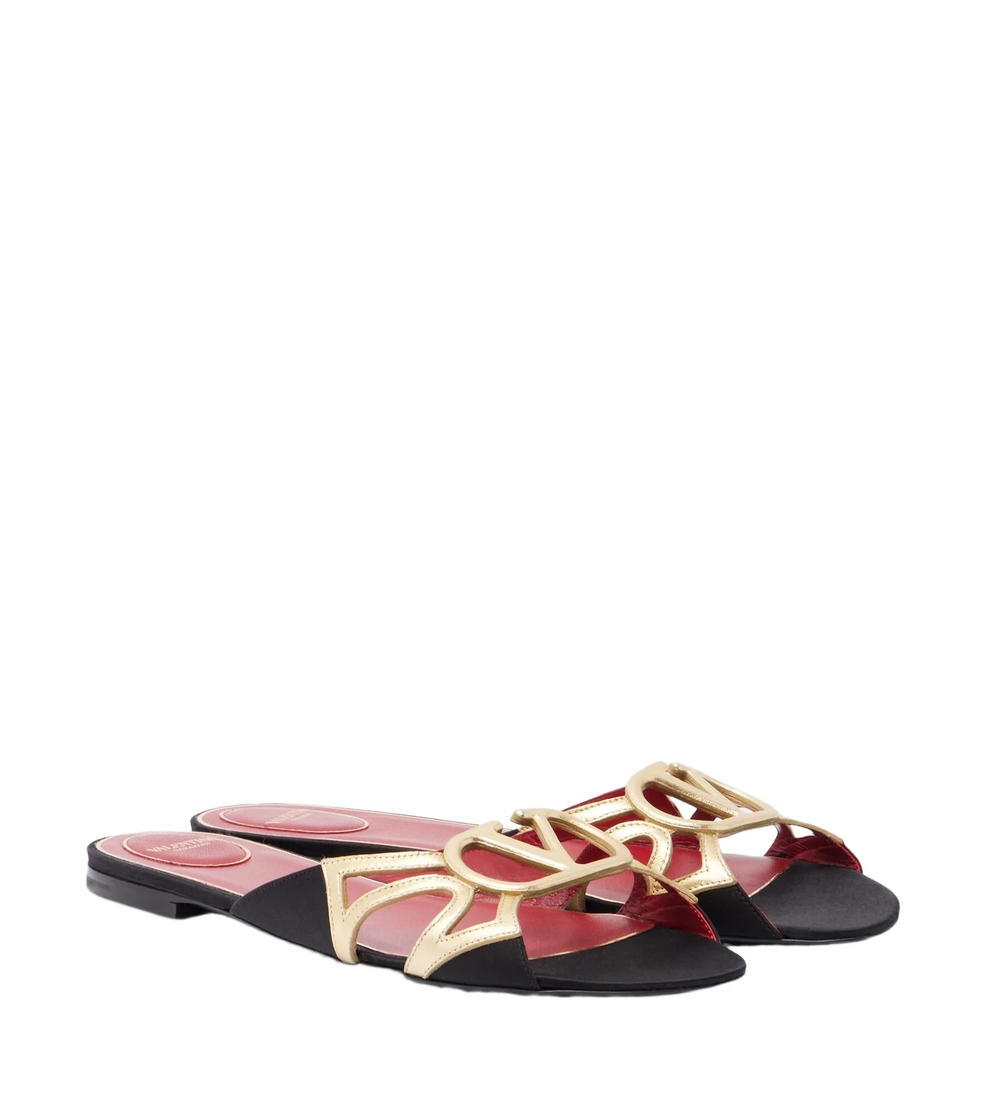 Valentino Garavani Wonderweb VLogo metallic leather slides