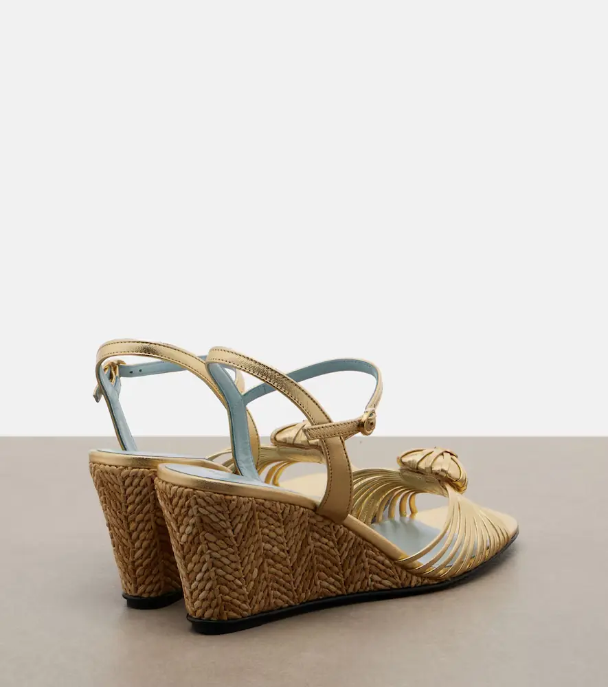 Valentino Garavani Coeur Royal metallic leather wedge sandals | Thumbnail 2