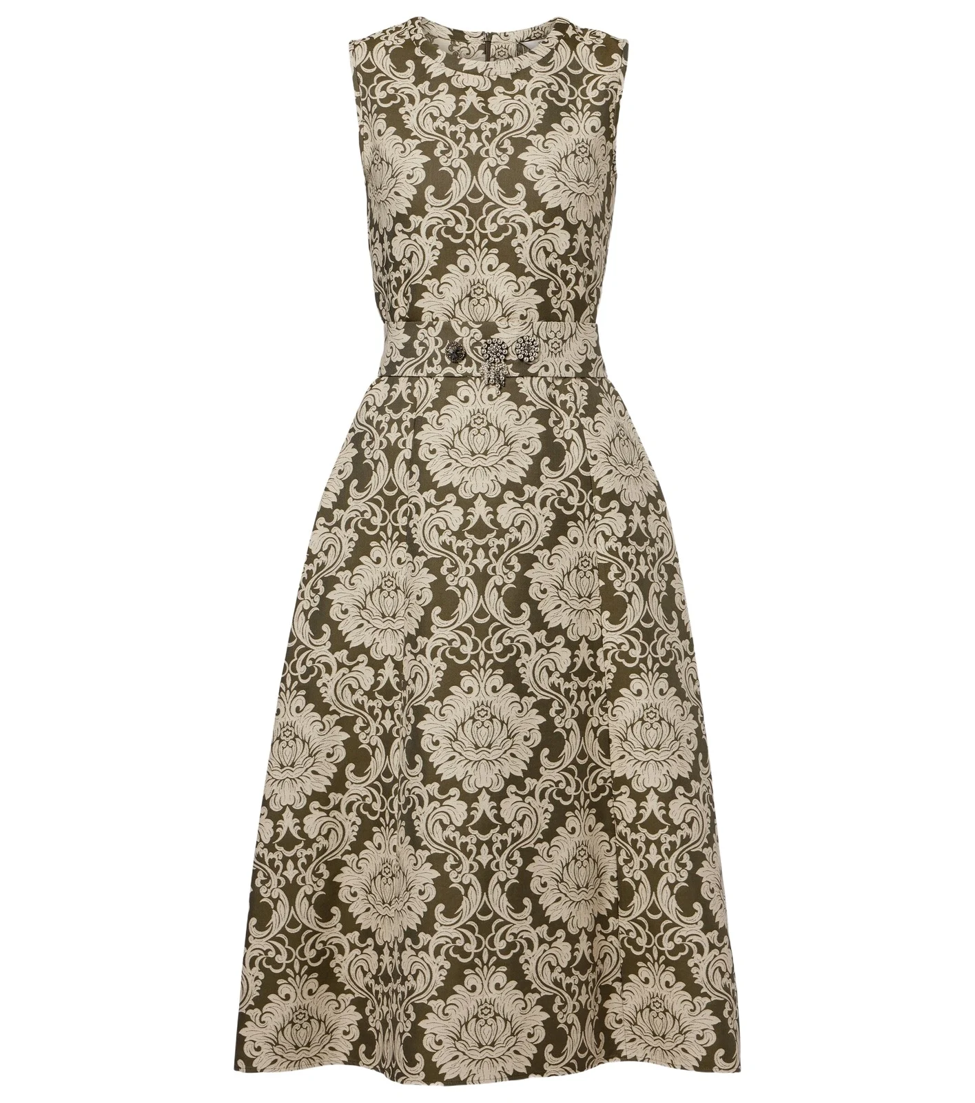 Embellished cotton-blend jacquard midi dress Embellished cotton-blend jacquard midi dress