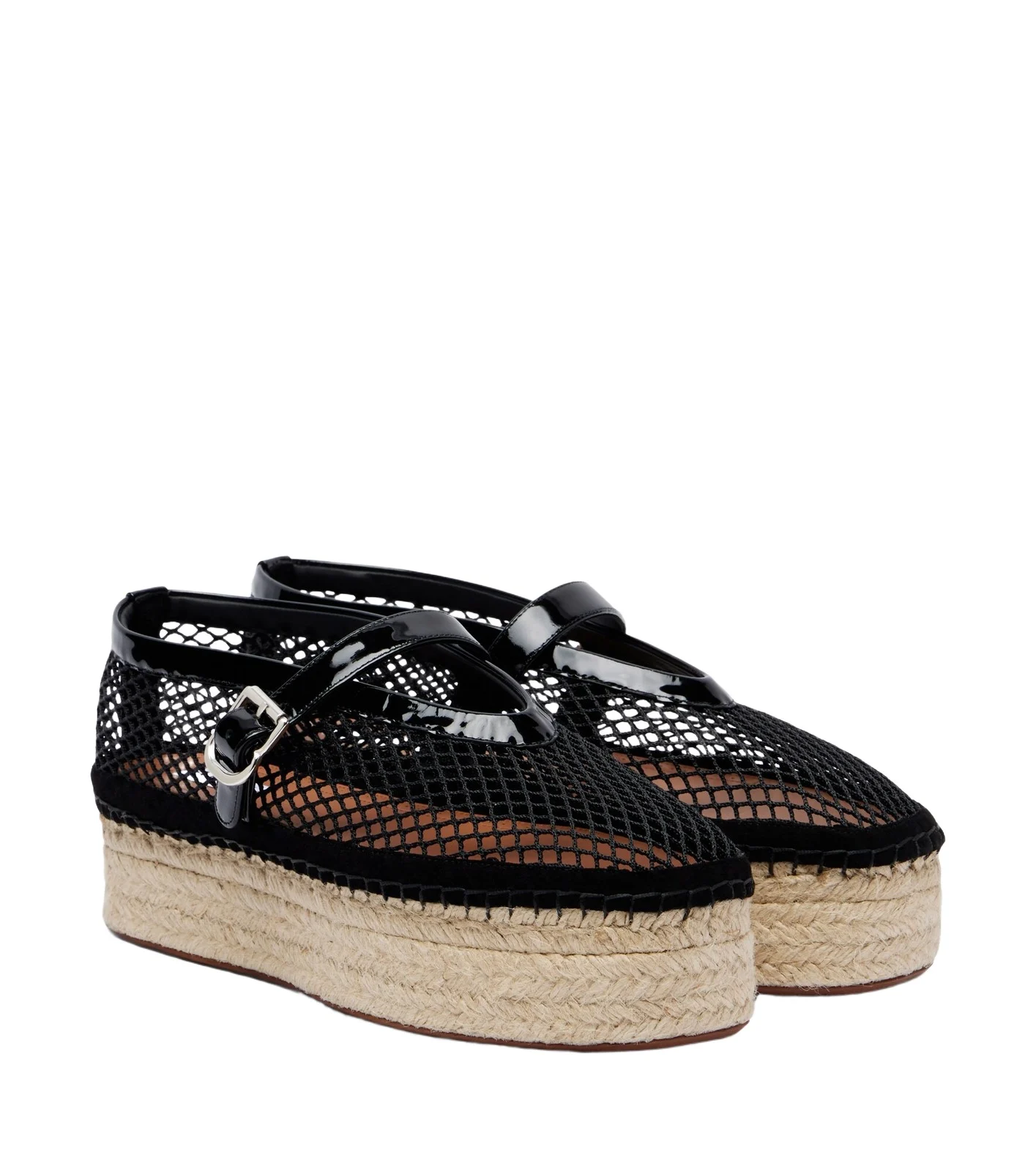 Alaïa Leather-trimmed fishnet espadrilles