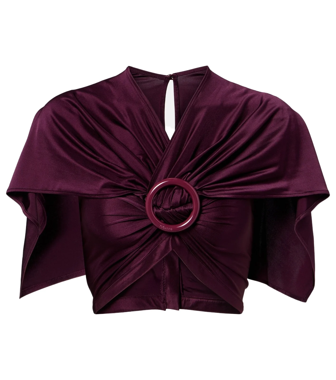 Gathered caped satin crop top