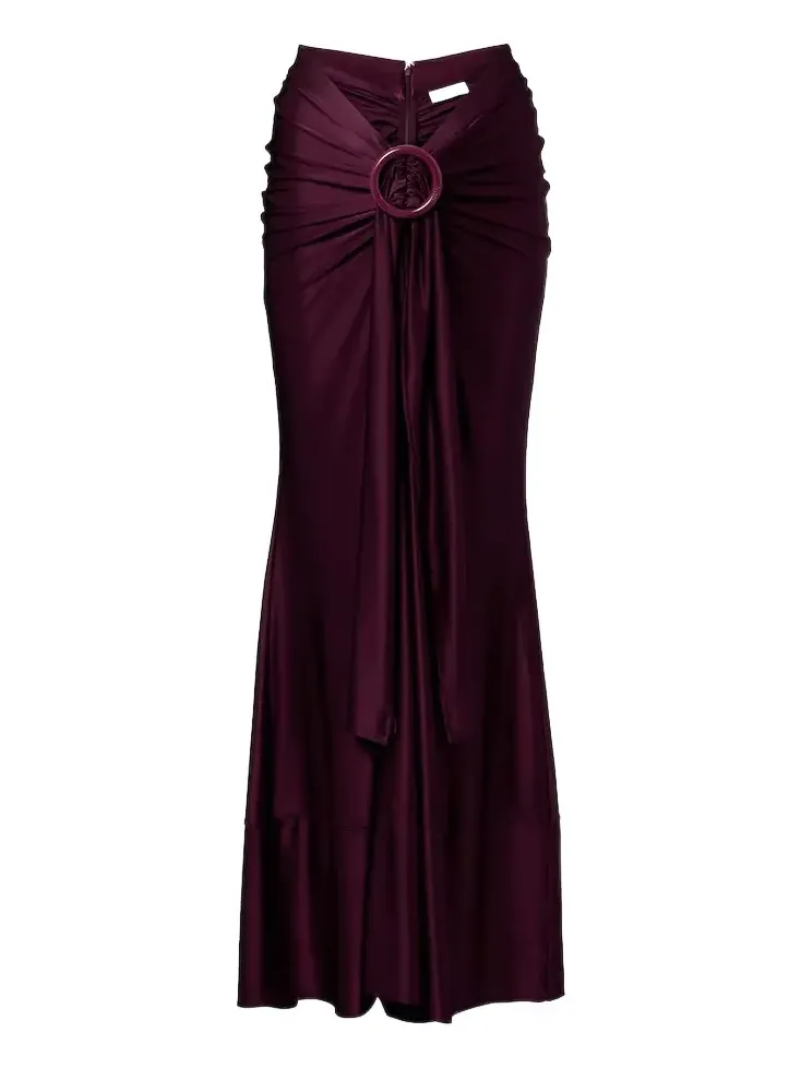 Gathered satin maxi skirt