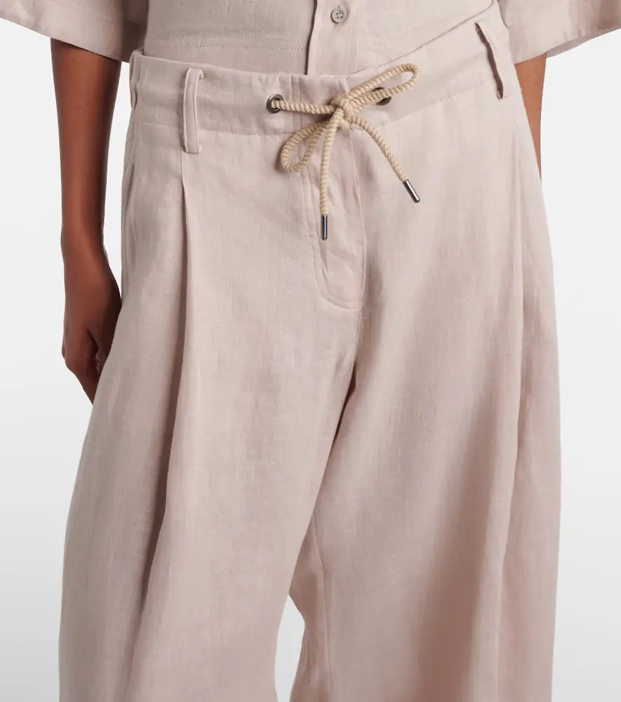 Brunello Cucinelli Linen wide-leg pants | Thumbnail 4