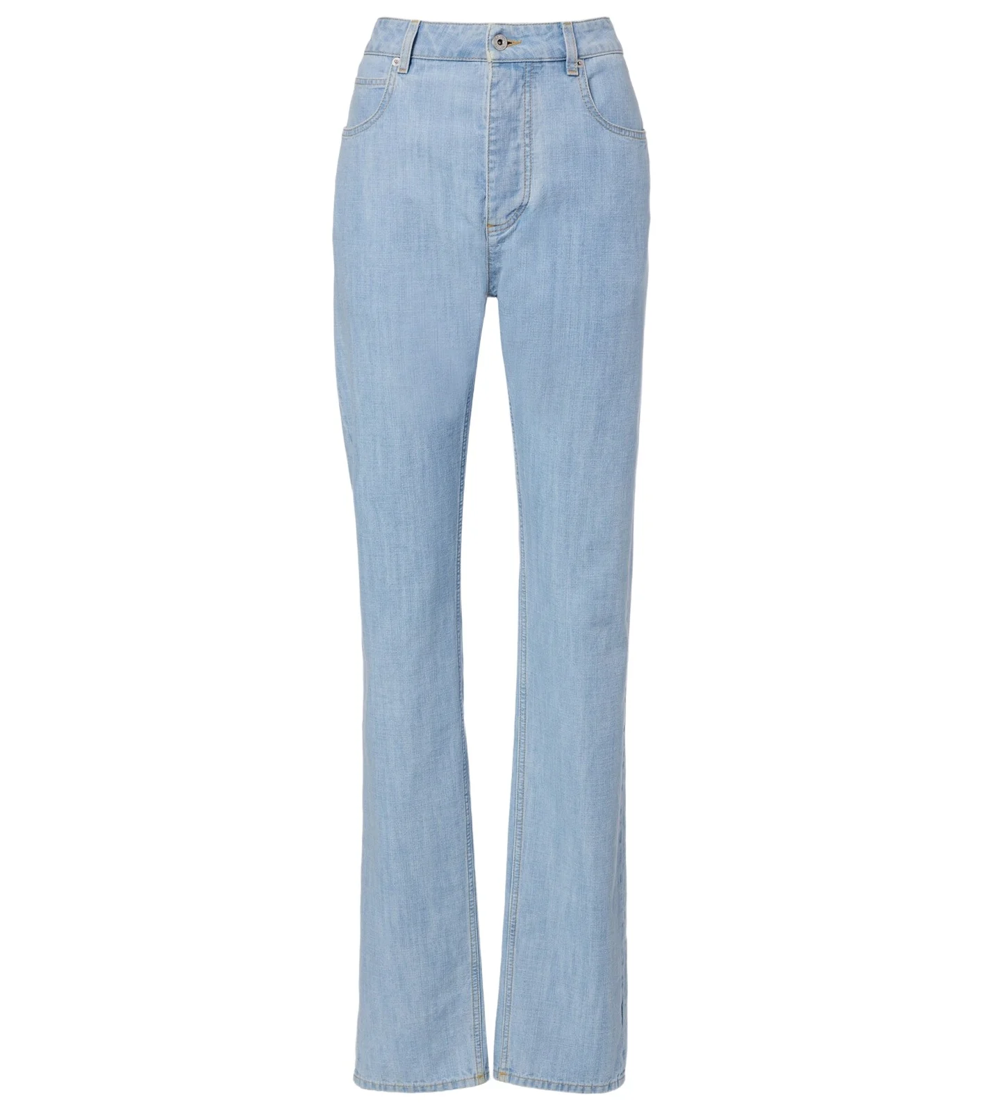 Bottega Veneta Intrecciato leather-trimmed straight jeans