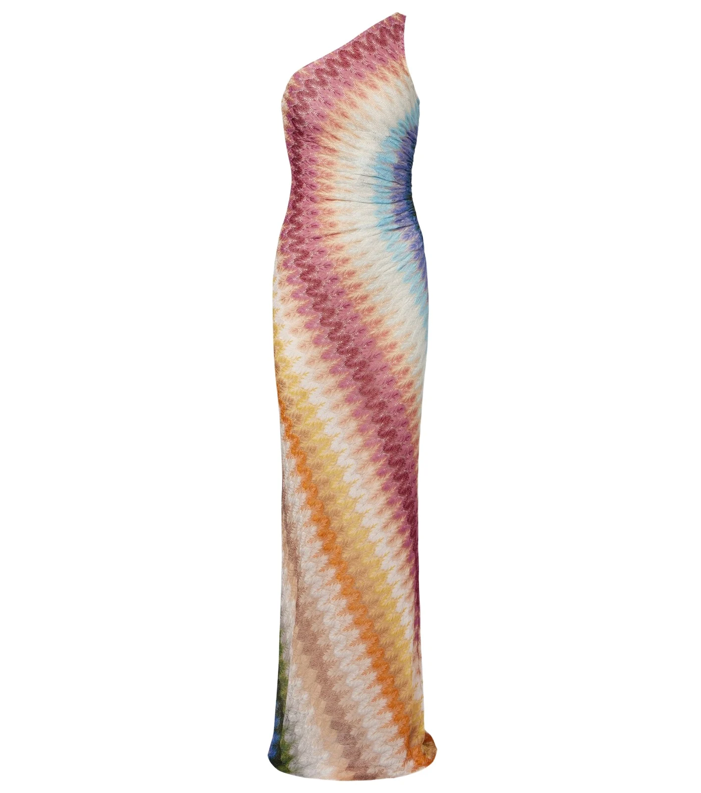 Gathered one-shoulder maxi dress