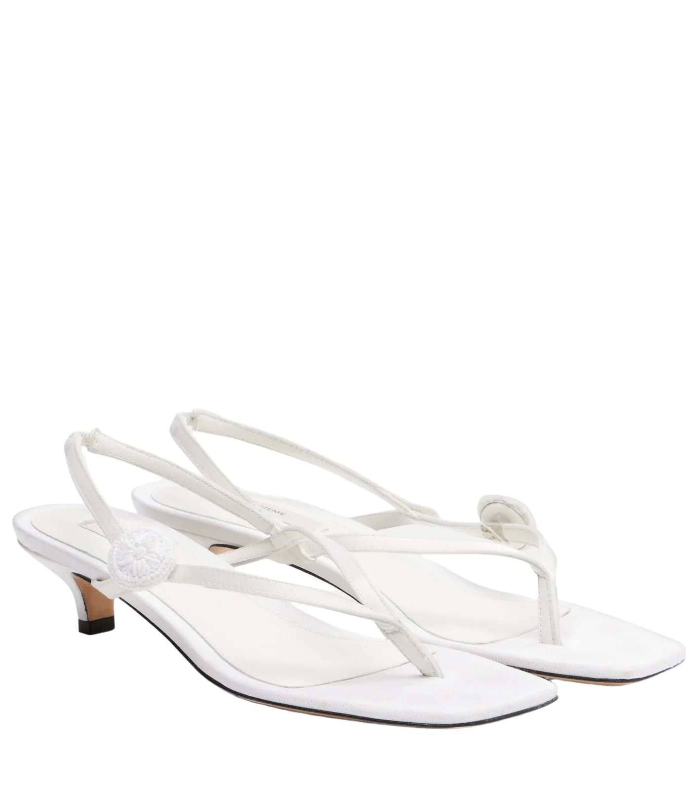 Floral-appliqué satin slingback sandals Floral-appliqué satin slingback sandals