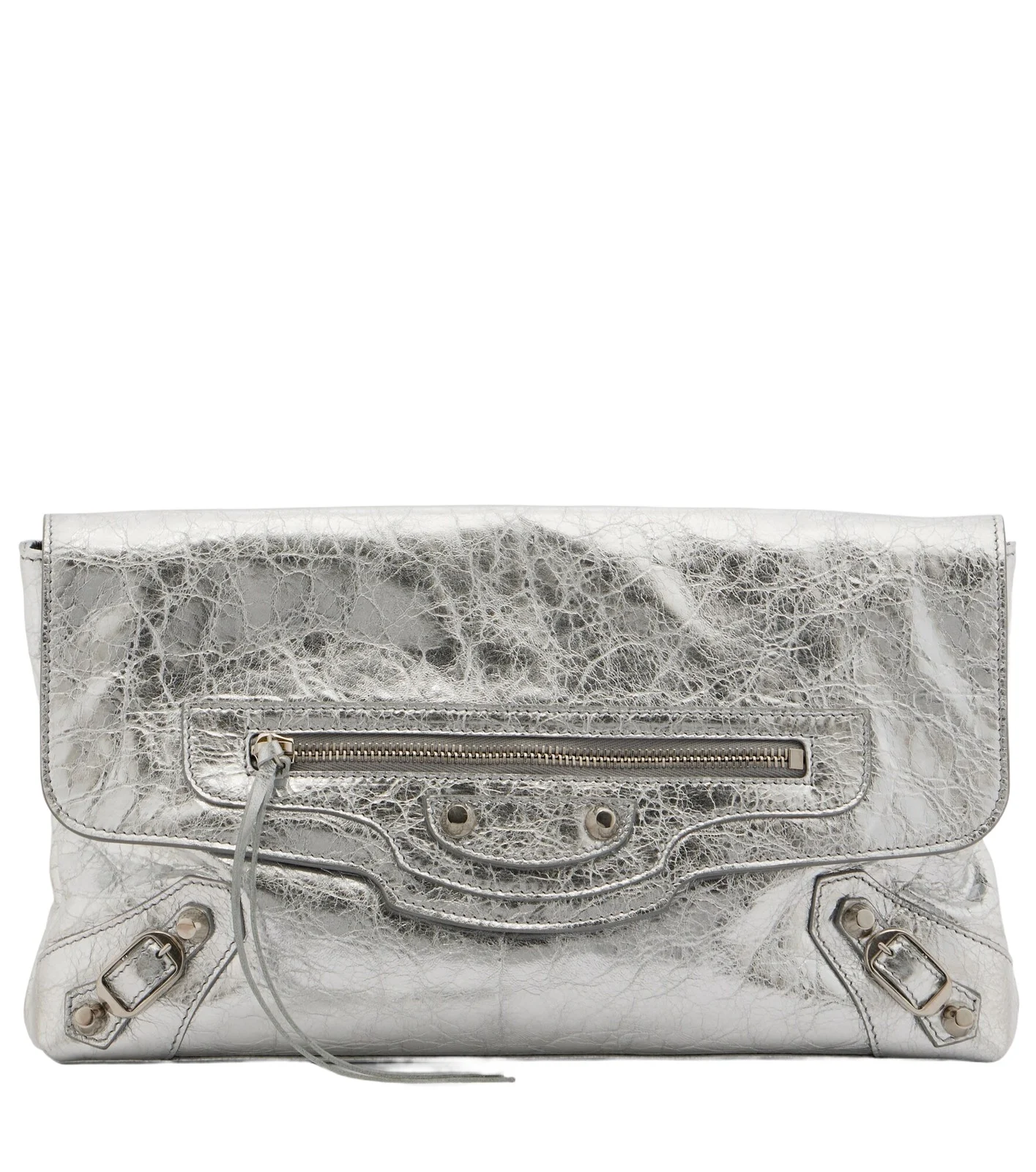 Balenciaga Le City metallic leather clutch