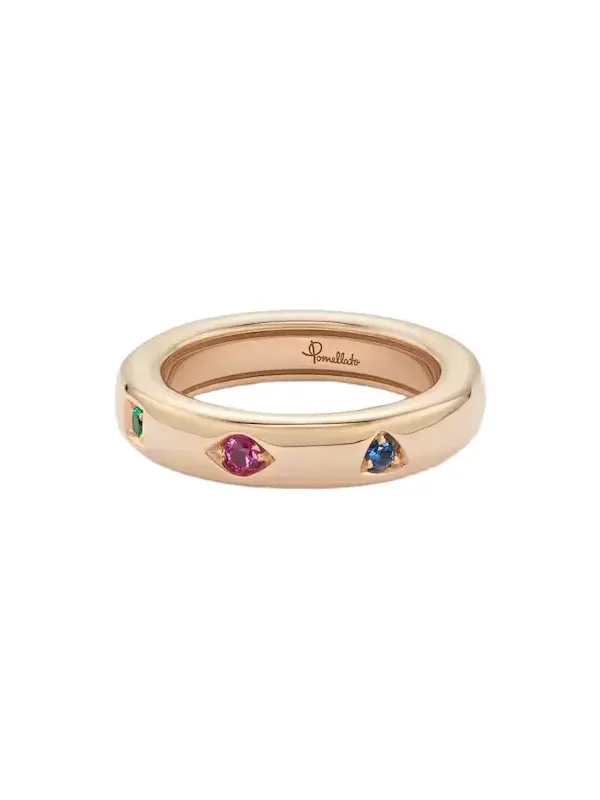 Iconica Extra Slim 18kt rose gold ring with gemstones Iconica Extra Slim 18kt rose gold ring with gemstones