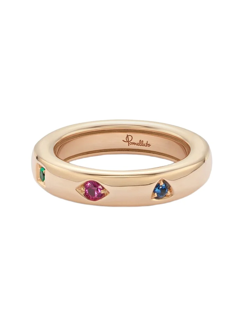Pomellato Iconica Extra Slim 18kt rose gold ring with gemstones
