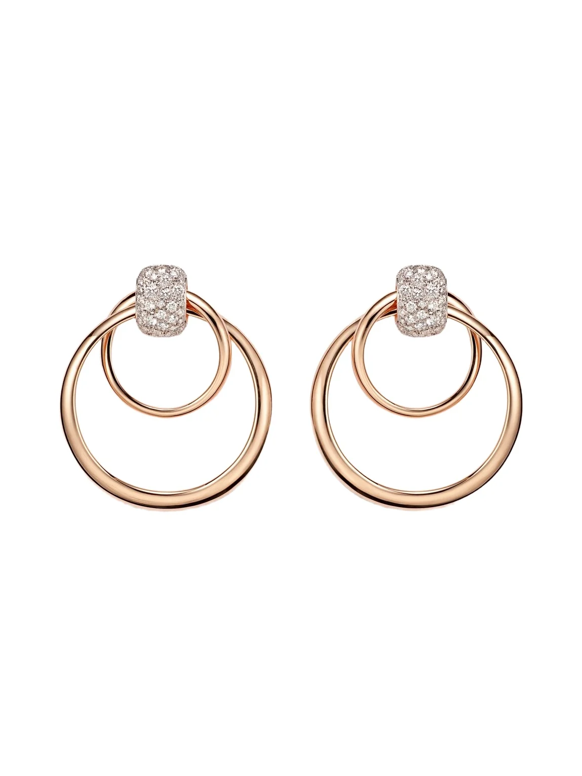 Together 18kt rose gold hoop earrings with diamonds