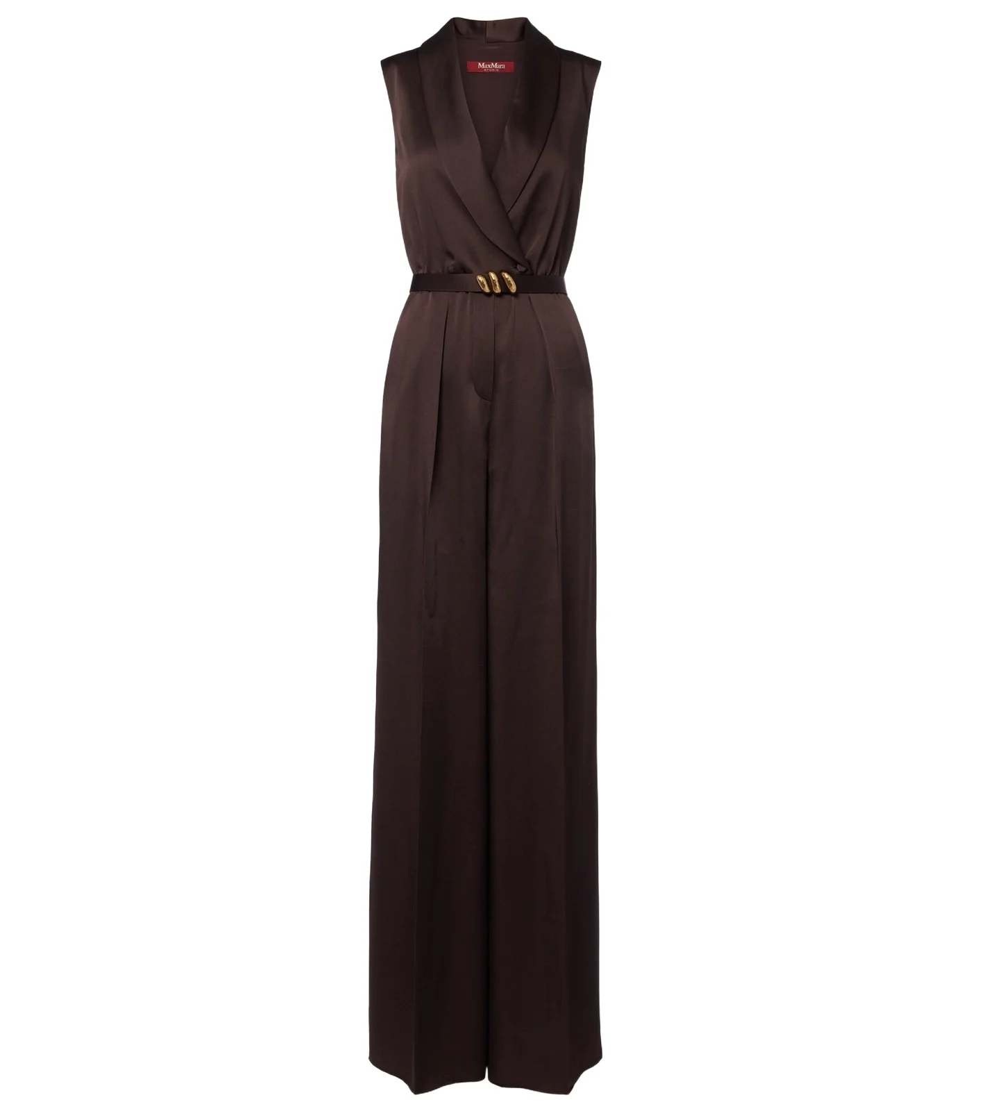 Belted satin jumpsuit