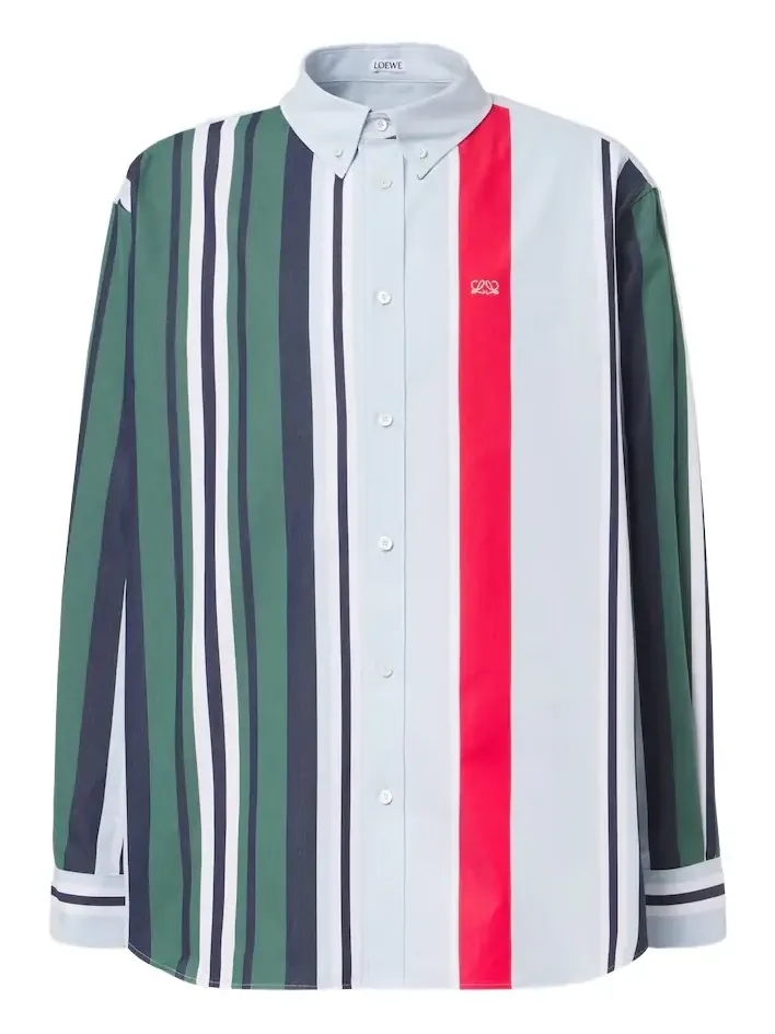 Double L striped cotton twill shirt