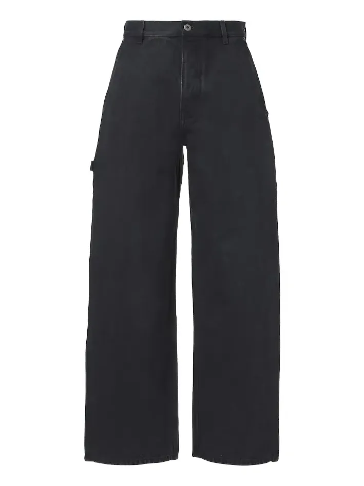 Leather-trimmed wide-leg jeans Leather-trimmed wide-leg jeans