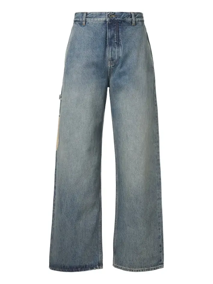 Suede-trimmed straight jeans Suede-trimmed straight jeans