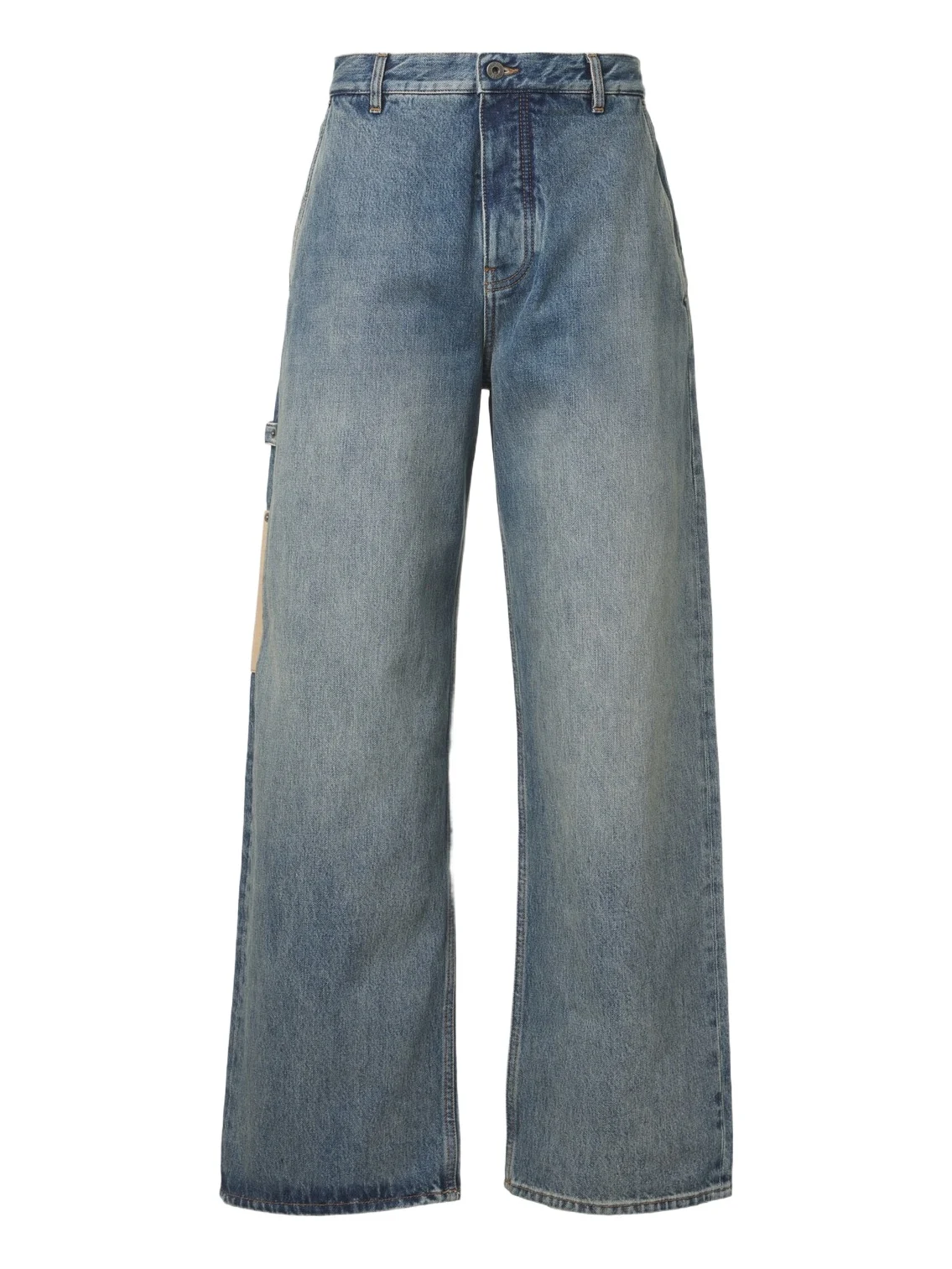 Suede-trimmed straight jeans