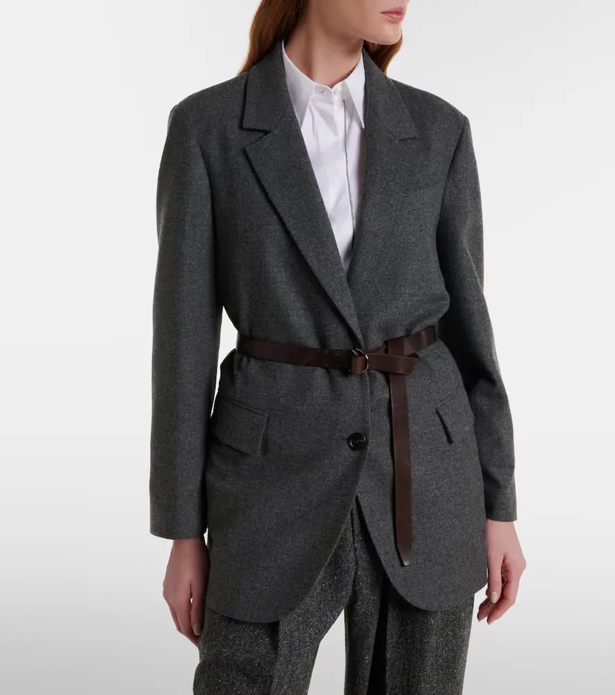 Brunello Cucinelli Belted wool and cashmere blazer | Thumbnail 3 Brunello Cucinelli Belted wool and cashmere blazer | Thumbnail 3
