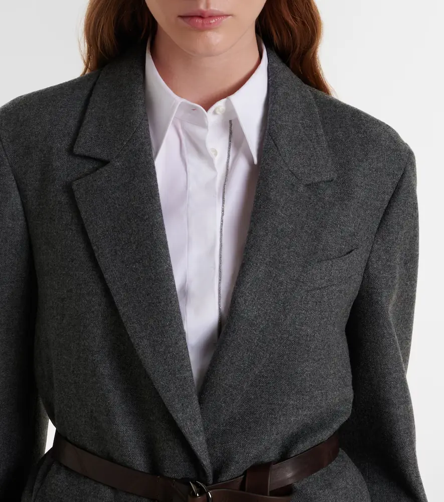 Brunello Cucinelli Belted wool and cashmere blazer | Thumbnail 4 Brunello Cucinelli Belted wool and cashmere blazer | Thumbnail 4