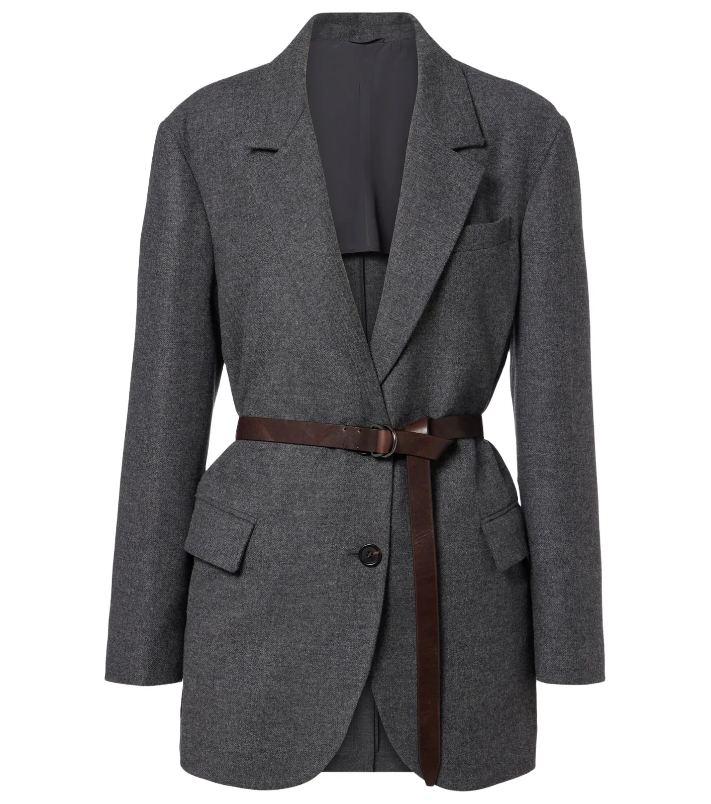 Brunello Cucinelli Belted wool and cashmere blazer