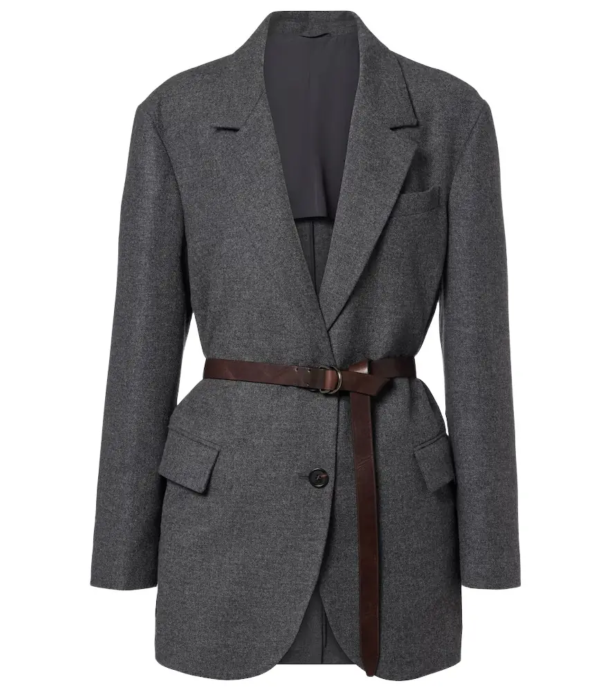 Brunello Cucinelli Belted wool and cashmere blazer